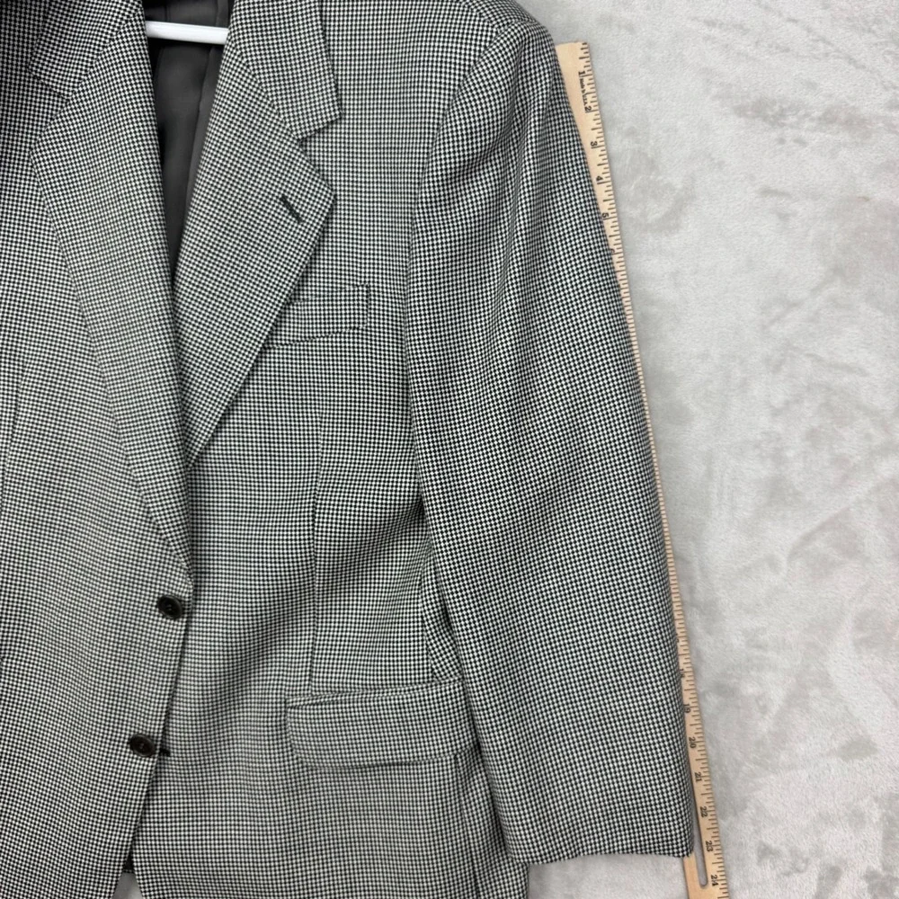 Manzoni Couture Blazer Mens 41 Gray Regular Houndstooth Wool Italy Vintage Coat
